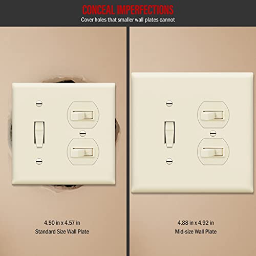 Image of ENERLITES Combination Toggle Light Switch /Duplex Receptacle Outlet Wall Plate, Mid-Size 2-Gang 4.88 inch x 4.92 inch, Polycarbonate Thermoplastic, 881121M-LA, Light Almond