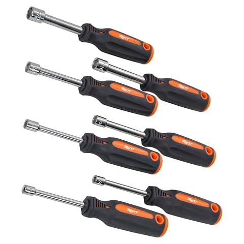 AMERICAN MUTT TOOLS 7pc SAE Nut Driver Set – Hollow Shaft Nut Driver Set with Comfort Grip – Nut Drivers Set, Hex Nut Driver Set, Hollow Nut Driver Set, Deep Nut Driver Set, Nut Driver Screwdriver Set Cover