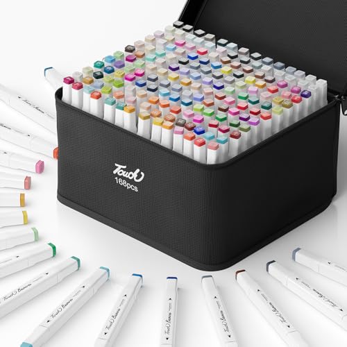 DTXDTech Alcohol Markers 168 Colors,Chisel & Fine Dual Tip Marker Set for Adults Kids,Permanent Markers Pens Coloring Alcohol Markers Perfect Art Gift for Painting Coloring Sketching