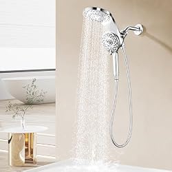 KAIYING Magnetic Rain Shower Head with Handheld Spray Combo, High Pressure Magnetix Dual Shower Head with 9 Spray Modes, Bathroom Big Modern Waterfall Showerhead with 5 Settings Chrome