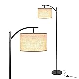 Haian Support Classic Standing Modern Floor Lamp with Lamp Shade for Living Room,Bedroom,Farmhouse Reading Floor Light Equipped with Foot Switch,Stable Metal Base,9W LED Bulb Included,Black