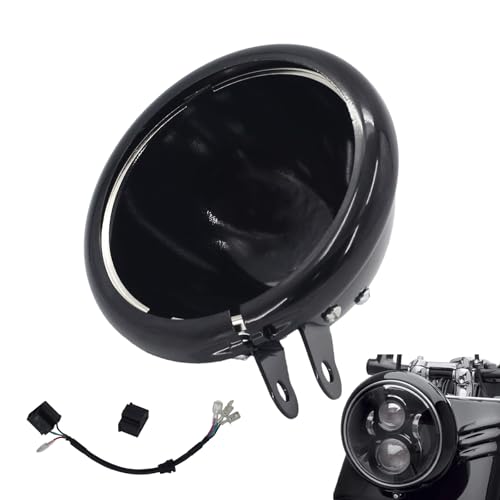 ANEELV, 5,75 pollici LED per faro moto con cavo nero Compatibile con la maggior parte delle Harley Softail Sportster XL1200 XL883 Dyna Customs Choppers