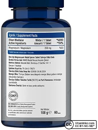 One Up Magnezyum Malat 60 Tablet AROMASIZ Renkli
