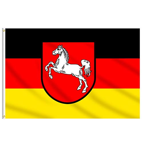 Lixure Niedersachsen Flagge/Fahne 5x8FT (150x240cm) Polyester-Vivid Color und doppelt genähten Nationalflaggen 100% Polyester Banner mit Messingösen MEHRWEG Cover
