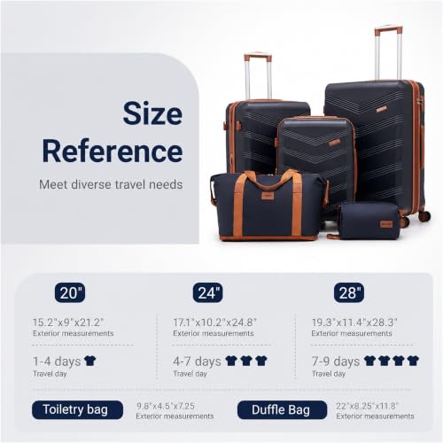 Image of CONCEPTEN Expandable Hardshell Luggage Set 5 Piece, 22x14x9 Airline Approved Carry On, 20 /24 /28 inch Suitcase Set with TSA Lock, Spinner Wheels, ABS+PC (Black) | Suitcase Set with Spinner Wheels TSA-approved Lock ABS Travel 20 /24 /28 Inch