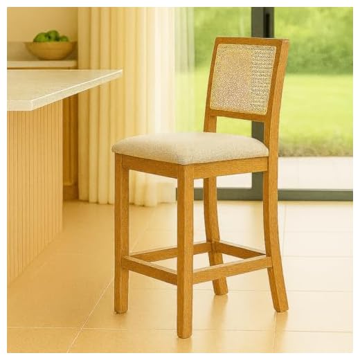 Banquetas de Balcão Rubi Estofado e Base de Madeira Resistente Moderna