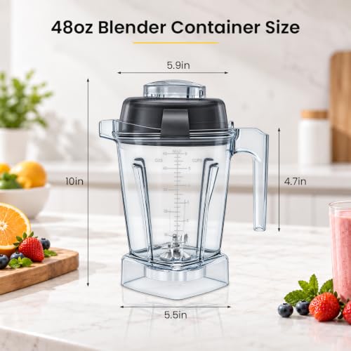 Image of Pure Realm 48oz Low Profile Blender Pitcher Container Cup for 5200,6000,6300,5300,750