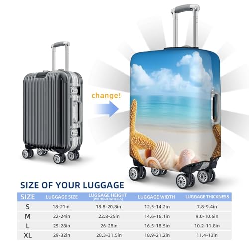 Beach Starfish Shell Print Luggage Covers Suitcase Protector Fit 18-32 Inch Luggage-Medium3