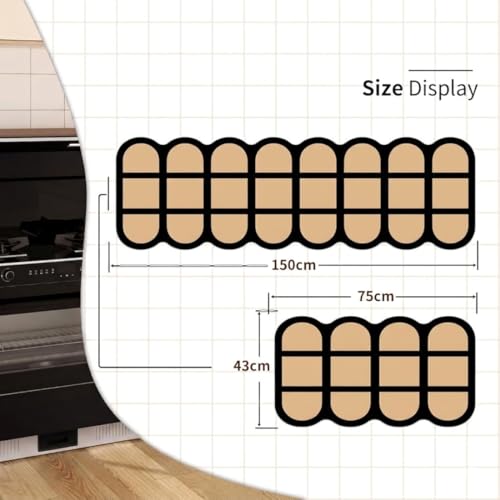 Image of Kitchen Anti Slip Mat for Floor, Waterproof Washable Kitchen Mats, Non Slip Kitchen Floor Mats for Home, Soft Mats for Kitchen, Kitchen Mats for Floor Anti Slip (Fancy Brown Ladder)