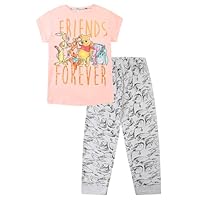 Disney Womens Winnie The Pooh, Eeyore, Tigger, Piglet, Kanga and Roo Forever Friends Long Ladies Pyjama Set (16-18) Pink