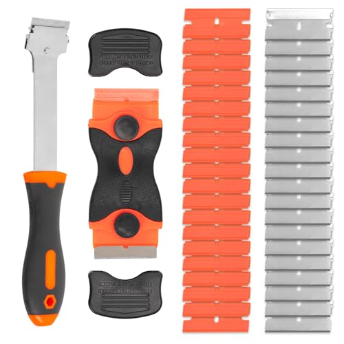 Window Scraper Tool 2 Pcs Glass Scraper for Windows Oven Scraper Tool Non Scratch Cleaning Tools Ceramic Hob Scraper for Removing Window Decals Wallpaper Labels