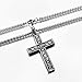 CRNXVDXO Unisex Stainless Steel Antique Engraved Scroll Patterns and Vines Cross Necklace For Men Women Punk Rock Vintage Retro Classical Rinceau Carved Patterns Pendant With 25.6