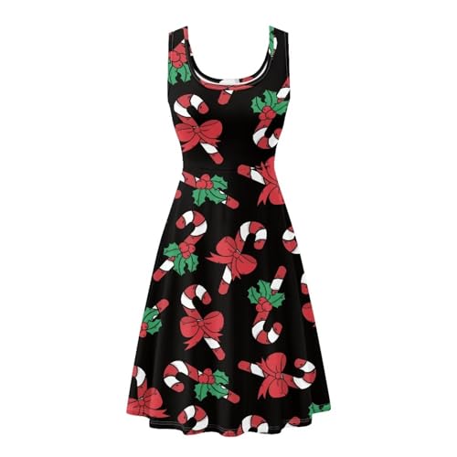 Image of TOADDITDO Women's Sleeveless O Neck Beach A-Line Party Coctail Tank Dresses Flared Sundress