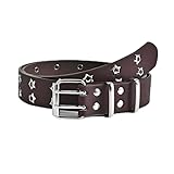 Namzi Cinturón de cuero para mujer, accesorios vintage para hippie (marrón oscuro), Marrón oscuro, 43.3*1.29inch