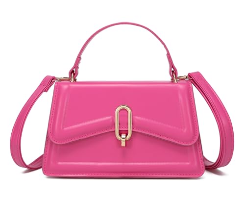 Image of Women Top Handle Clutch Handbag Cute Purse for Girls trendy Small Crossbody Bag hot pink