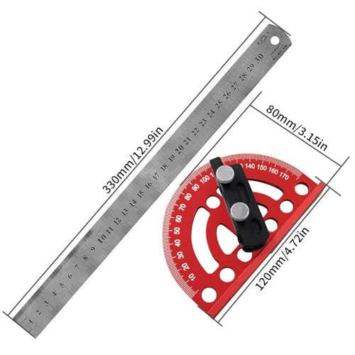 Medidor de ángulos semi circular con regla desmontable miniatura 2