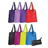 oxford reusable grocery bags 10 pack machine washable large 16 x 17 usable bag space assorted colors 30002 
