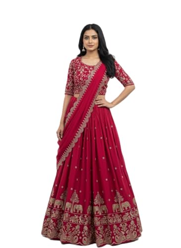 JENIKA CREATION Embroidered Lehenga Semi Stitched Choli with Dupa...