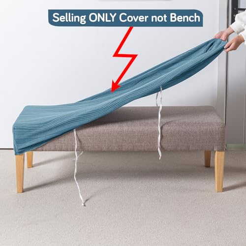 Image of HOKIPO 200gsm Knitting Jacquard Bench Cover, 'Nestiva Series', Sea Blue (AR-6237-BLU)