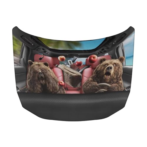 Image of Car Front Hood Cover,Bear Driving Print for Cars,Measuring 39.37 inchx59.05 inch(100x150cm) Windshield Snow Cover for Cars,Trucks,Vans