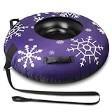 VFOLO Heavy Duty Snow Tube, 43' Thickened Inflatable Snow Sled with Premium Canvas Cover, Winter Sledding Toys for Snow Tubing.