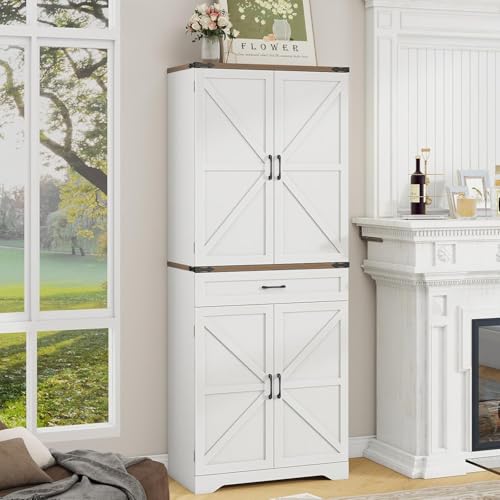 Vabches 72" Kitchen Pantry Storage Cabinet with Large Capacity Drawer,