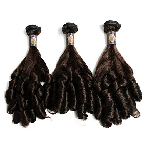 Funmi Curl 10A 3 Bundles Deal Real Virgin Raw Human Hair Unprocessed Weave Double Weft Natural Color (14" 14" 16", Black)