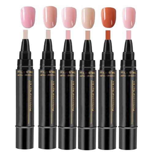 Posgcks Rotuladores De Esmalte De Uñas | Juego De 6 Plumas De Esmalte De Gel | Secado Rápido y Duradero Pincel para Uso en Salón, en Casa o para Principiantes