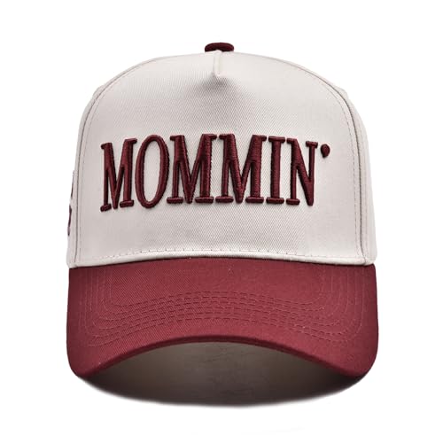 Image of Mommin Trucker Hat, Adjustable Embroidered Vintage Two-Tone Mama Baseball Cap