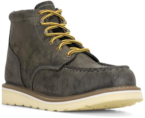 DieHard Men's Mustang casual Grey Leather Wedge Boots. Ankle-High, Slip-Resistant, Soft Toe4