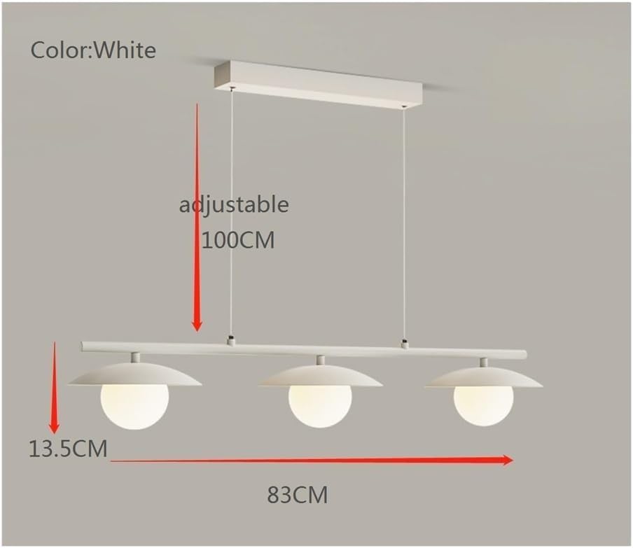 Plafonnier suspendu blanc LED 3 lumières avec hauteur réglable