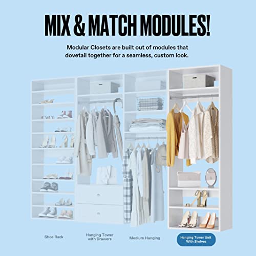 Hanging Closet Unit With Shelves - Modular Closet System For Hanging - Corner Closet System - Closet Organizers And Storage Shelves (White, 31.5 Inches Wide) Closet Shelves #TOP2
