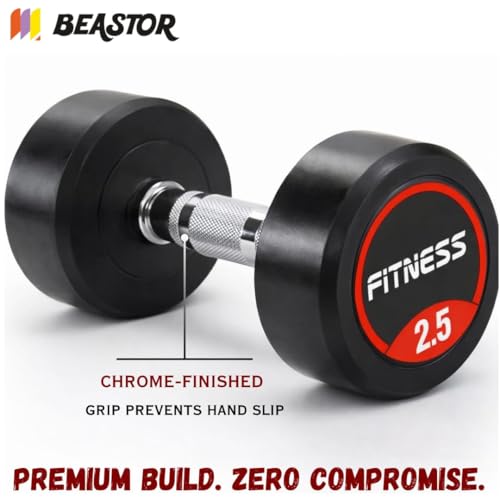 Image of Bouncer Dumbbells Pair 2.5 kg x 2 for Home & Gym Workout | Fixed Weight Dumbbells for Strength Training & Muscle Building | Heavy Duty, Unbreakable Gym Equipment (Black, 2.5kgx2)