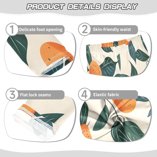 Bolaz Toddler Girls Leggings Printed Yoga Pants Leggings Orange Green Leaves for Kids3