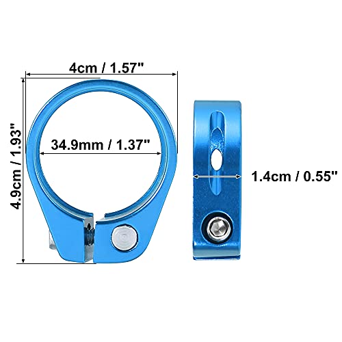 X AUTOHAUX 34.9mm Aluminium Alloy Bicycle Seat Post Clamp Seat Post Clip Blue - Image 3