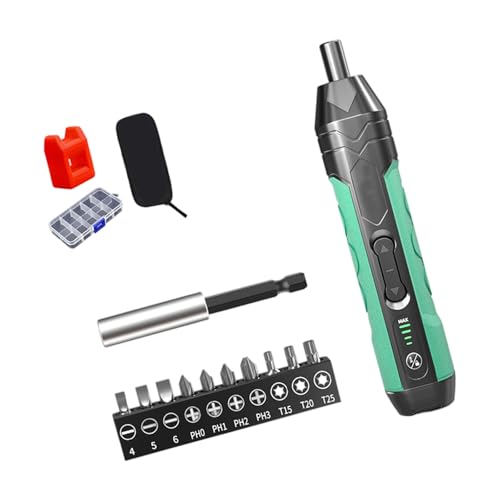 Destornillador eléctrico profesional de 4 pares de torsión, juego de 11 puntas, soporte de función de marcha atrás automático y pantalla de alimentación, kit de destornilladores de batería de larga