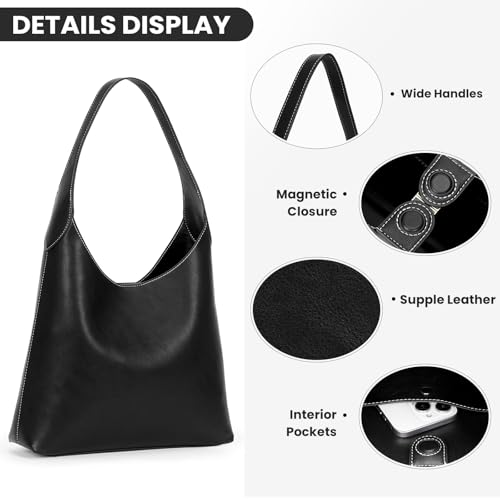 JQWYGB Cloud Pouch Bag Black & Hobo Bags Slouchy Tote Bag Black3