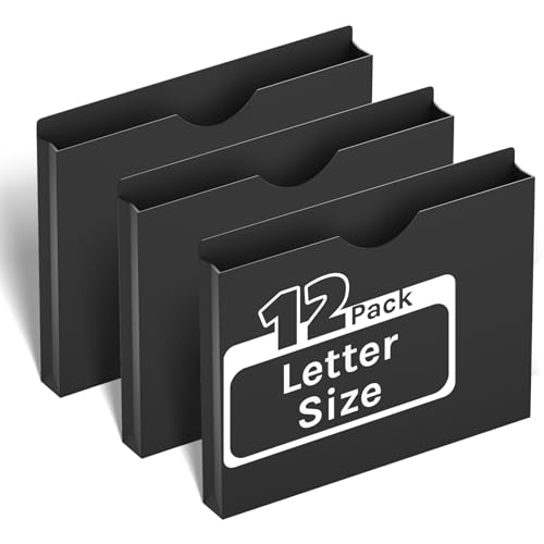 ANSOOK Plastic File Jackets & File Pockets,12 Pack Manila File Folders Letter Size,Heavy Duty Expanding Manila File Jackets, Reinforced Straight Cut Tab,1 inch File Jacket Folders