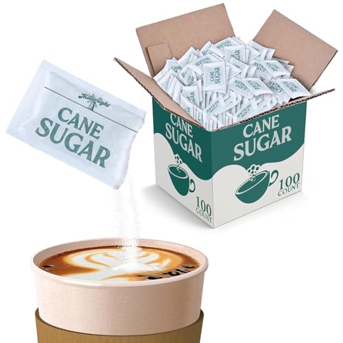 Image of Bulk Sugar Packets, 100 Count - Individual Servings of White Sugar Packets for Coffee and Tea, Granulated Sugar Packs Great for Restaurants, Coffee Shops, Offices, Schools, and More