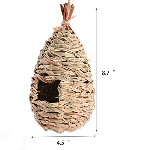 Humming Bird Houses For Outdoor Hanging, Natural Grass Hanging Bird Housenest, Hand Woven Hummingbird Nest, Large Wren Finch Bird House For Garden Window Outdoor Home, 3 Pack #TOP6