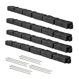 Beuta Landscape Edging | Garden Edging Border | Faux Stone Bricks for Lawn edging, Flower beds, Pathways & Yard Edging– 4 Packs | Each Section Has 6 Bricks 48"L x 4"W x 2.25"H | 12 Spikes |Charcoal