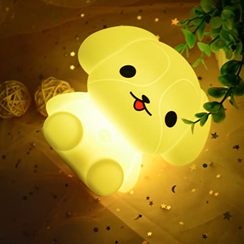 Image of Night Lights Dog Silicone Bedside lamp for Children, Baby Nursery Light Decorative Lamps Decompression Light - Break Resistant /Eye Caring /Adjustable Brightness & Color /Time Setting - Medium