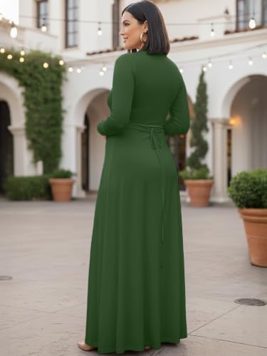 Image of KOH KOH Womens Maternity Long Sleeve V-Neck Flowy Winter Maxi Dress Gown