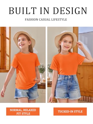 Image of Girls Short Sleeve T Shirts Kids Summer Tops Crewneck Tees 5-14 Years