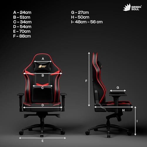 Image of Green Soul Monster Ultimate Series T | Multi-Functional Ergonomic Gaming & Office Chair | Premium Spandex & PU Leather Fabric | Adjustable Neck, Lumbar Pillow | 4D Adjustable Armrests (Black Red)