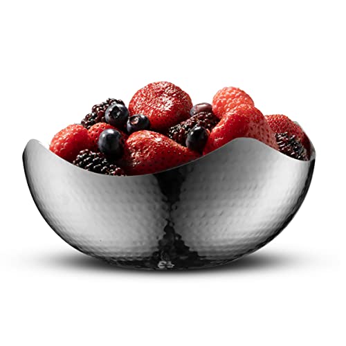 James Scott Serving Bowls Set Of 2 - Hammered Stainless Steel Wave Bowls, 6-Inch & 10-Inch - Multipurpose For Bathroom, Kitchen, Dining - Fruit, Candy, Salad, Snacks, Accessories #TOP2