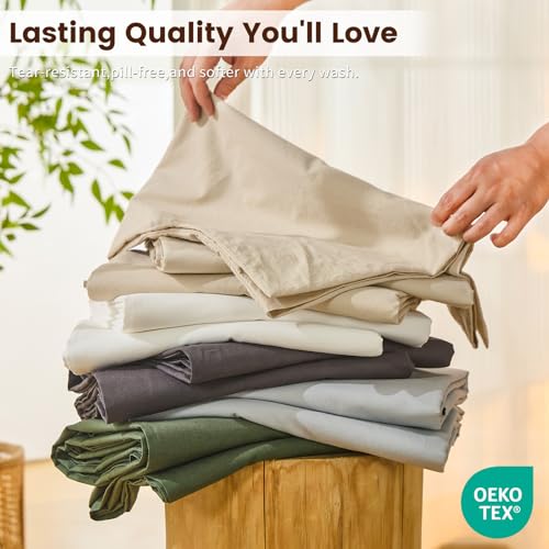 Image of Bedlifes 100% French Linen King Bed Sheet Set - 16 inch Deep Pocket, 4-Piece | Soft & Durable, Breathable & Cooling, Pure Flax Linen, OEKO-TEX Certified, Moisture-Wicking, Easy Care, Machine Washable