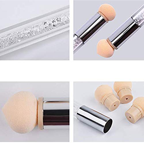 Nejlsd Nail Art Brush Sponge Gradient Shading Pen Brush Picking Dotting Dual-Ended Painting Tools For Salon Or Home Use With 4 Extra Heads (Yellow) #TOP6