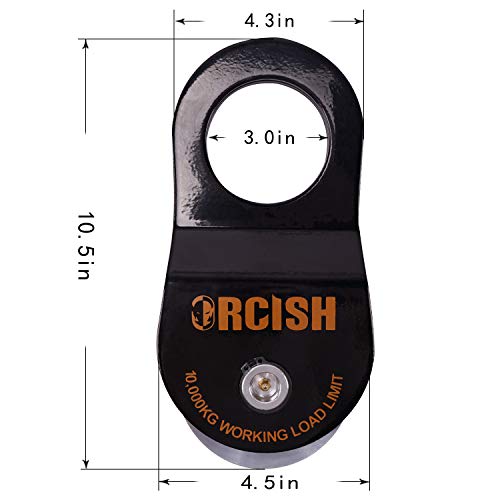 ORCISH 10T Recovery Winch Snatch Pulley Block 22000lb Capacity (Black)