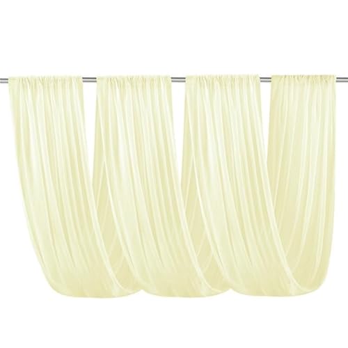 600/300 * 150CM Tende da soffitto Trasparenti in Chiffon Bianco per la Decorazione di Nozze Drappeggi ad Arco Lungo per la Cerimonia all'aperto Ricevimento Swag Decor